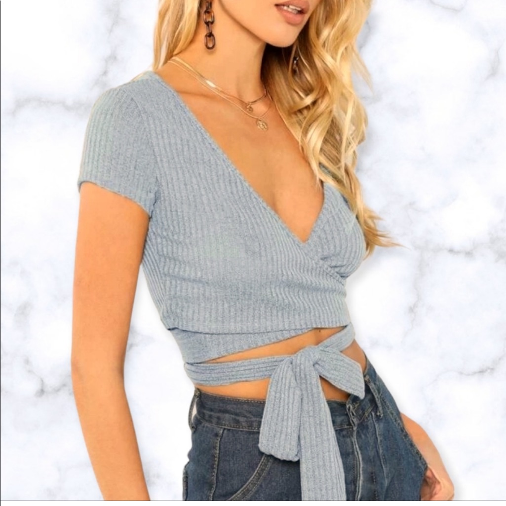 Gray Wrap Top